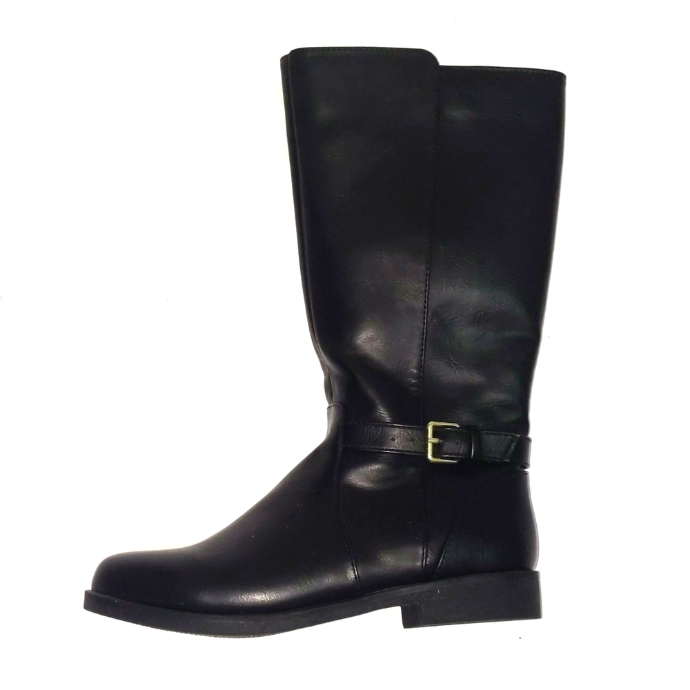 Girls Buckle Tall Boots - Black